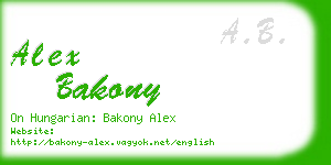 alex bakony business card